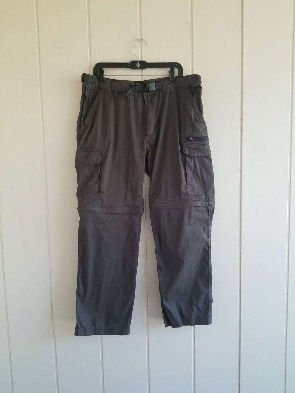 BC Clothing Mens Convertible Cargo Pants Grey Belted Stretch Size XXL/30